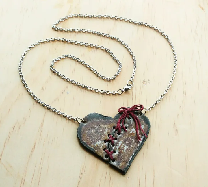 Rustic Broken Heart Necklace