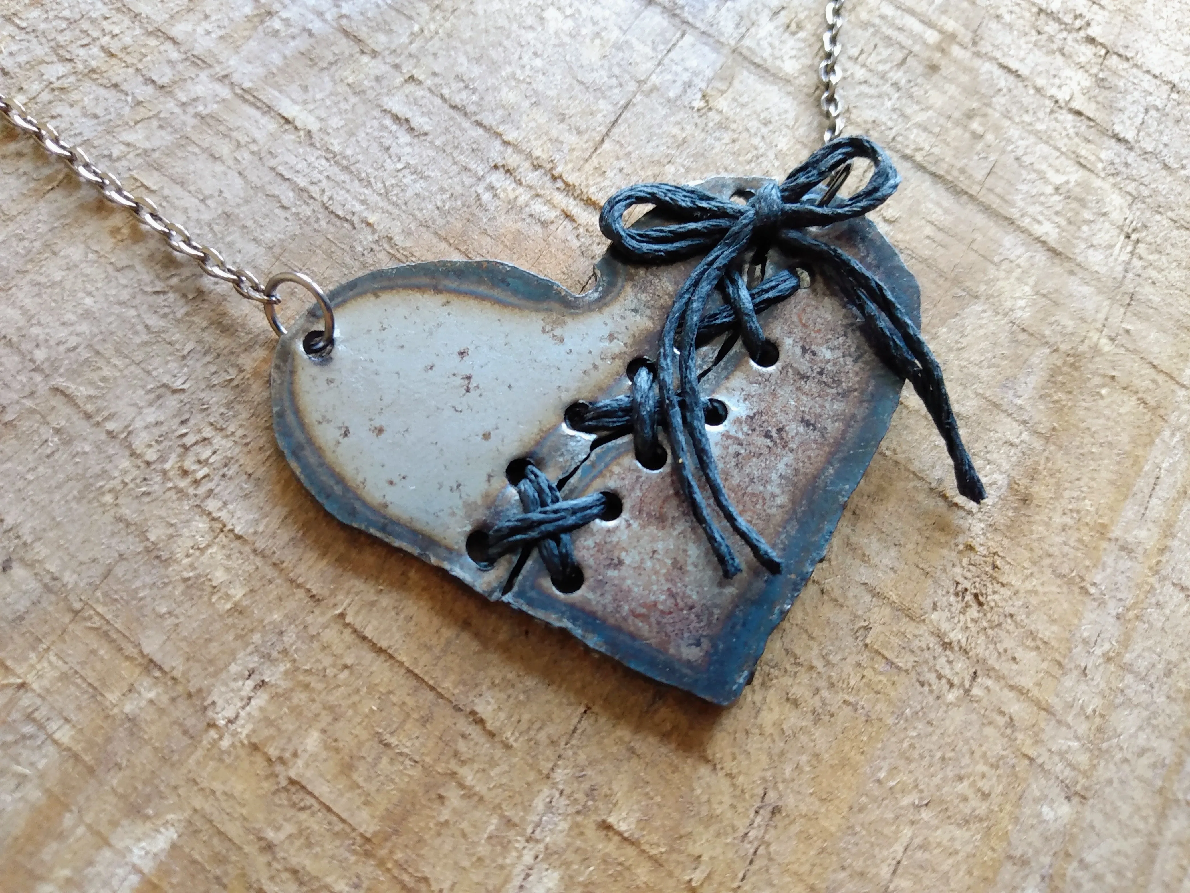 Rustic Broken Heart Necklace