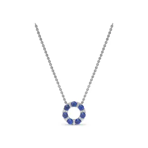 Shared Prong Sapphire and Diamond Circle Necklace