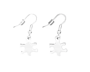 Silver Puzzle Piece Autism Awareness Hanging Earrings