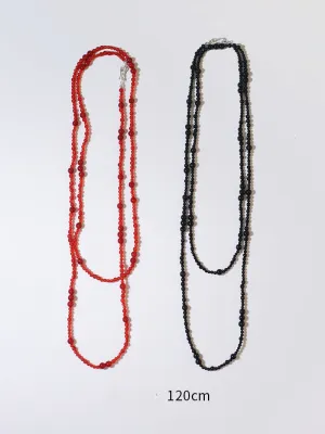 Size Gradual Change Red Agate Black Agate Long Necklace