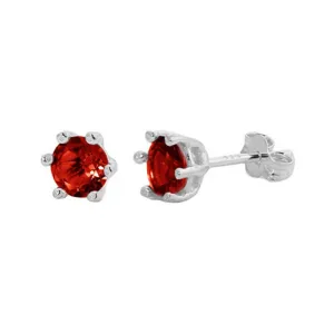 Sterling Silver 5mm Round Garnet Stud Earrings