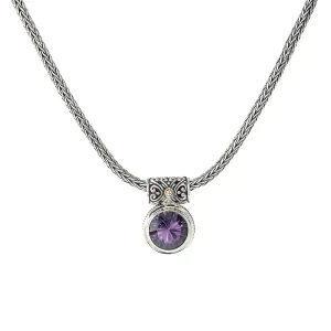 Sterling Silver & 18K Yellow Gold Amethyst Solitaire Necklace by Samuel B.