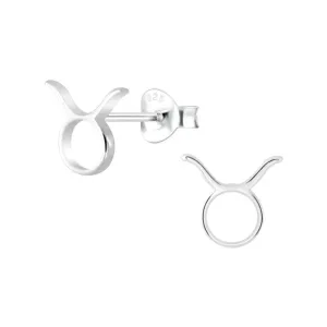 Sterling Silver Taurus Star Sign Stud Earrings