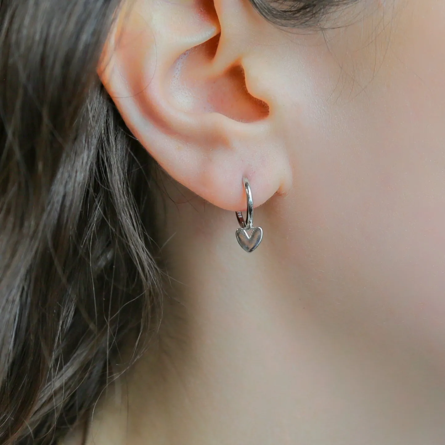 SUSPENDED - Sterling Silver Heart Dangle Earrings