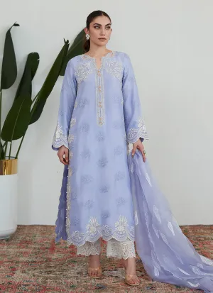 Tara Collection 23 - Olenna Periwinkle Embroidered Shirt With Organza Dupattawith Organza Dupatta