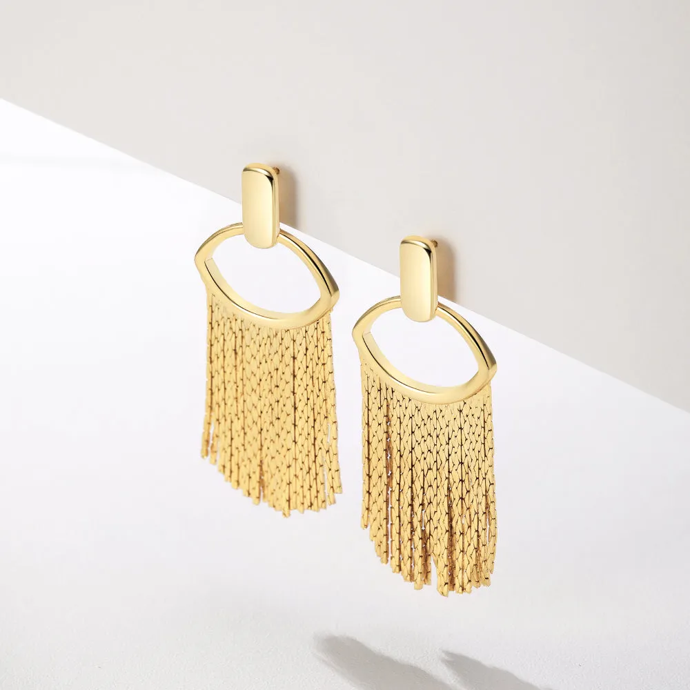 Tassel Dangle Earrings 14K Gold Plated