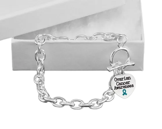 Teal Ribbon Ovarian Cancer Awareness Chunky Charm Bracelets