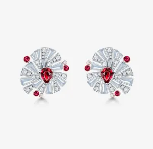 THIALH - CONCERTO - 18K white gold and rose gold Mother of Pearl Ruby Earrings (Customized Service)