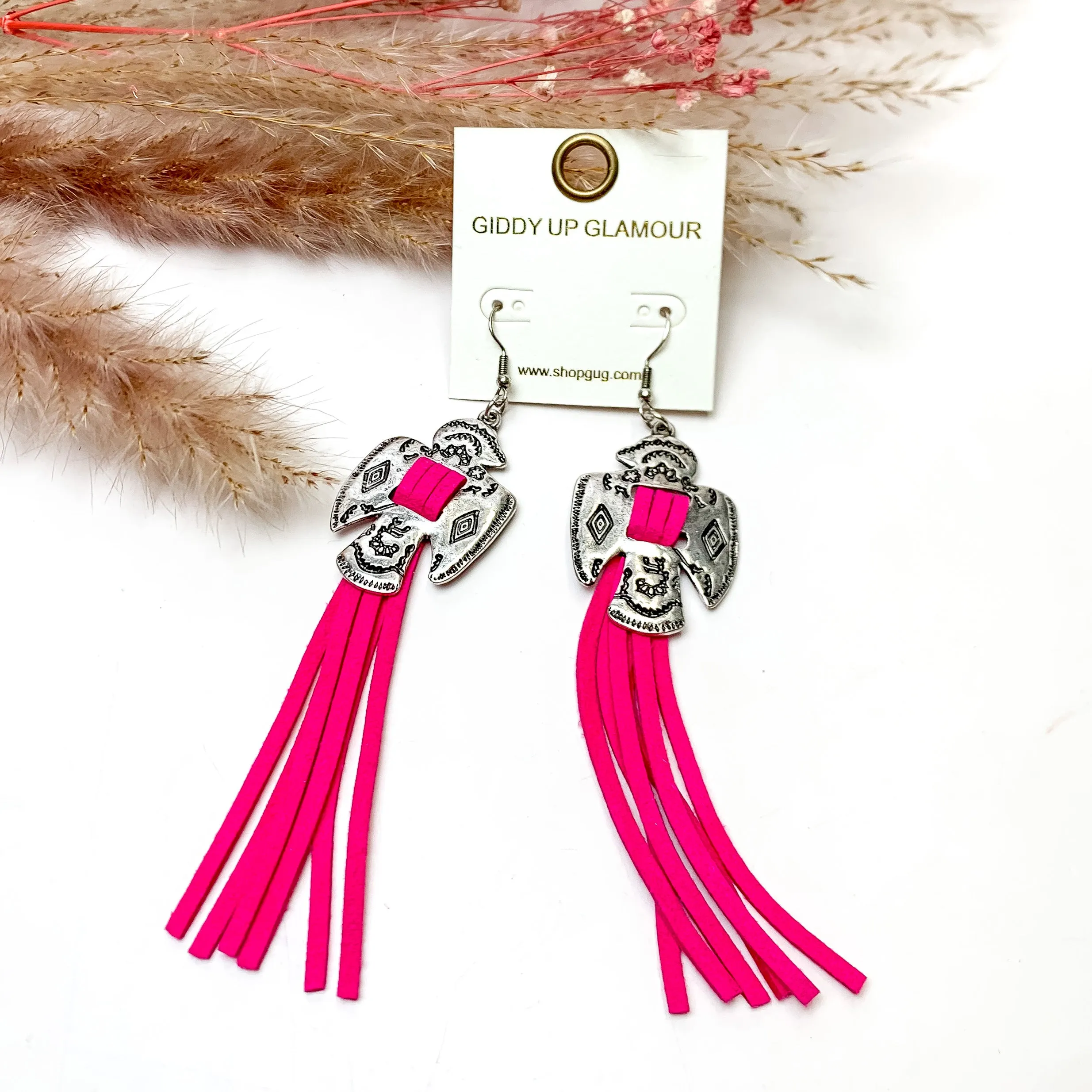 Thunderbird Tassel Earrings in Fuchsia