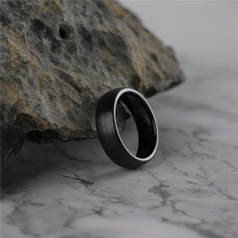 Tigrade Ceramic Brushed Black Ring For Men Women 4/6/8mm