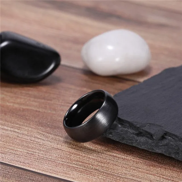 Tigrade Ceramic Brushed Black Ring For Men Women 4/6/8mm