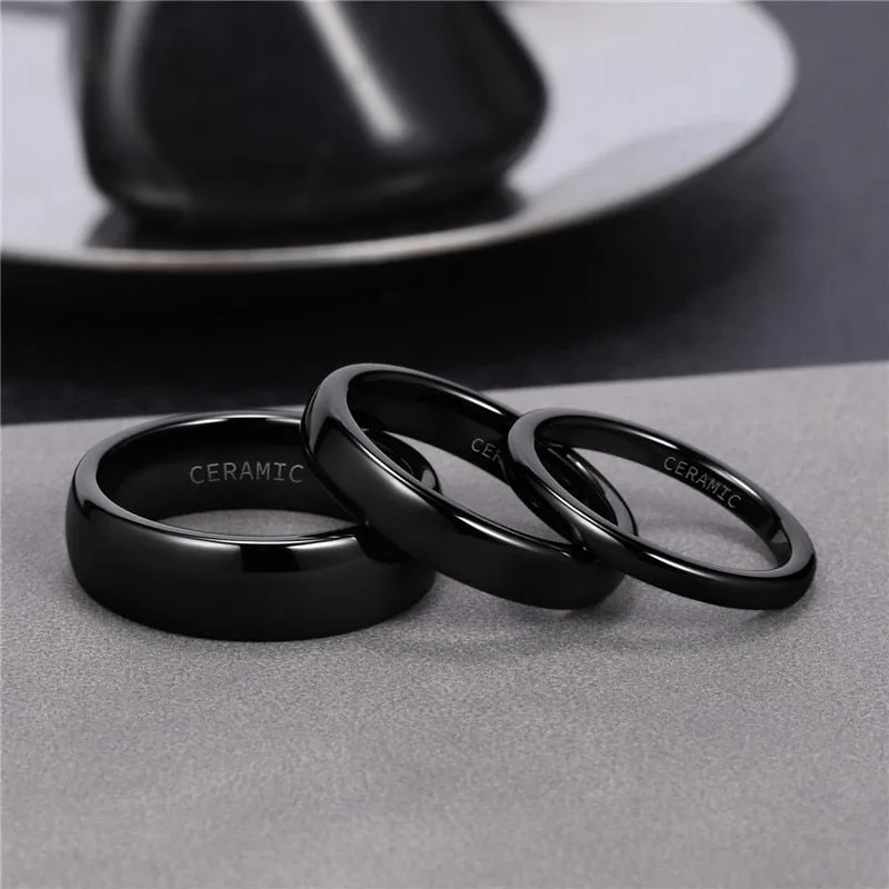 Tigrade Ceramic Brushed Black Ring For Men Women 4/6/8mm