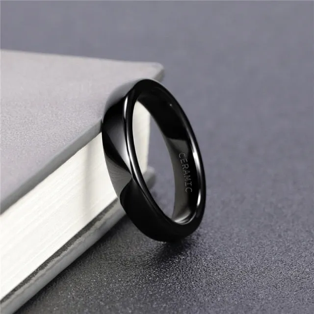 Tigrade Ceramic Brushed Black Ring For Men Women 4/6/8mm