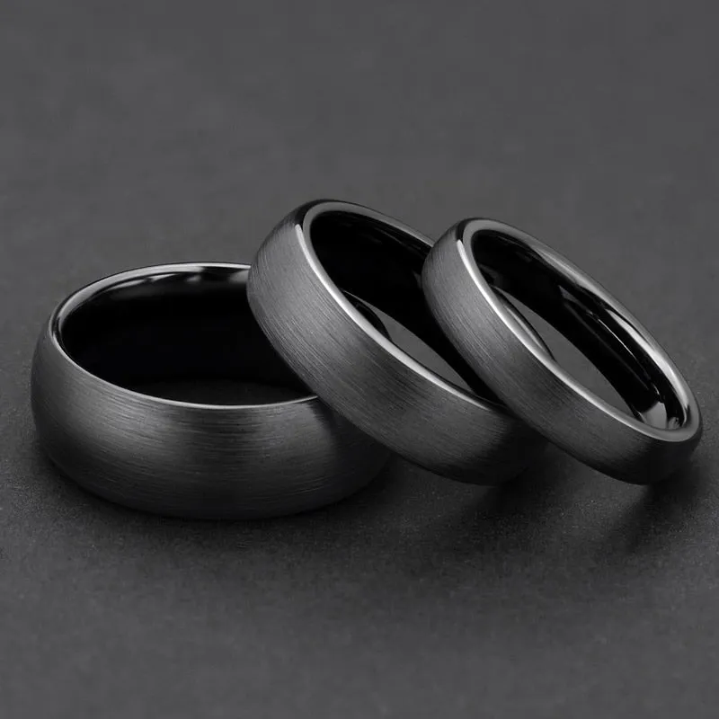 Tigrade Ceramic Brushed Black Ring For Men Women 4/6/8mm