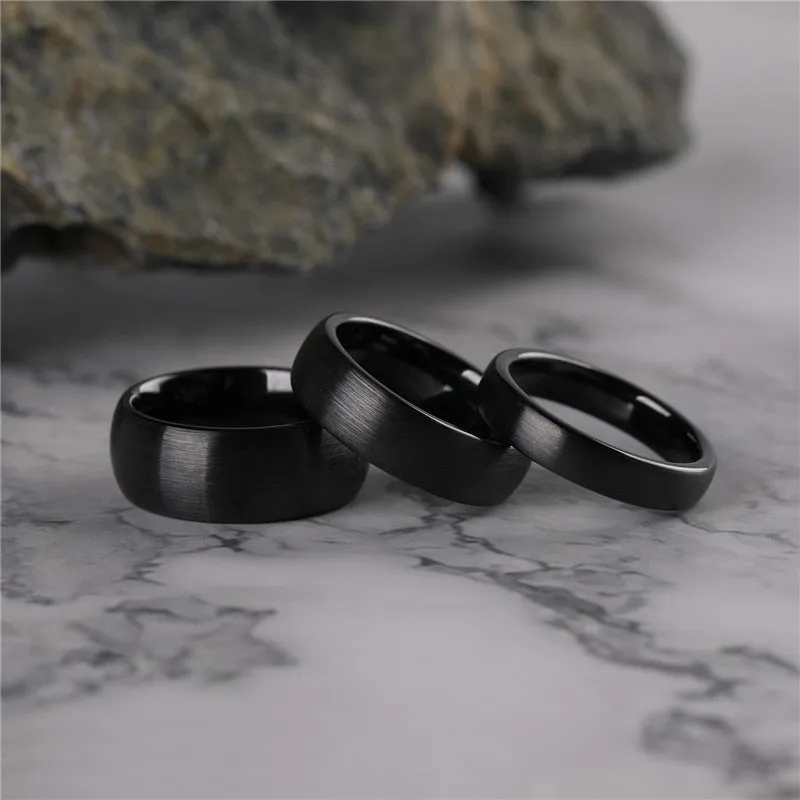 Tigrade Ceramic Brushed Black Ring For Men Women 4/6/8mm