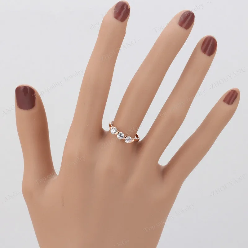 Top Quality Concise Crystal Ring Rose Gold Plated Austrian Crystals Full Sizes