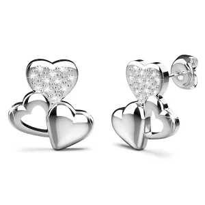 Trio Heart Stud Earrings Embellished With SWAROVSKI Crystals