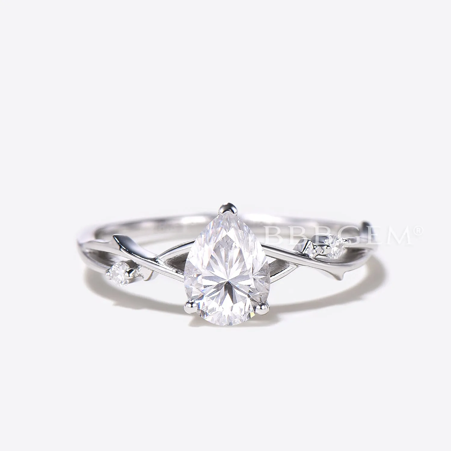 Twig Vine Pear Cut Moissanite Ring Set 1.25CT Solitaire Twisted Engagement Ring for Women in Gold