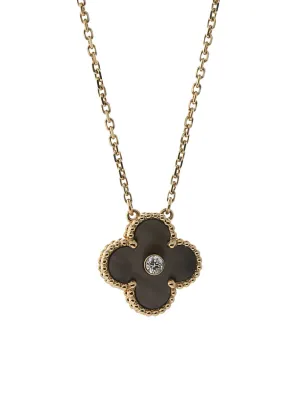 Van Cleef & Arpels Vintage Diamond Alhambra Necklace Rose Gold