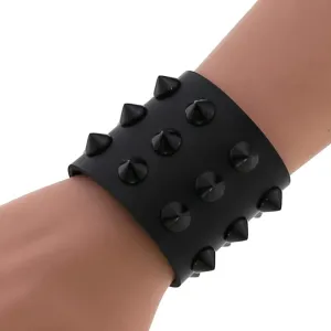 Vegan Leather Spike Bracelet / Wide Snap Button Wrap Bracelets / Wristband for Men and Women