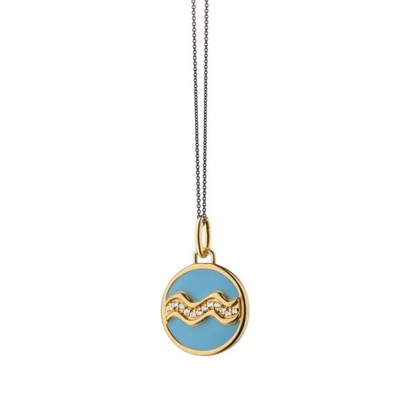 Vermeil Aquarius Horoscope Charm Necklace