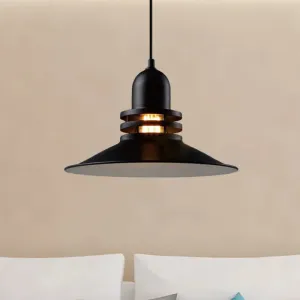 Vintage Flare Iron Hanging Ceiling Lamp for Restaurants - Black