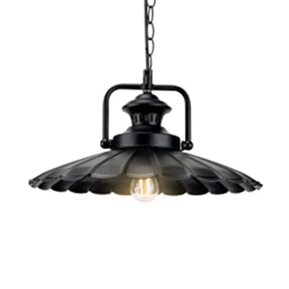 Vintage Industrial Pendant Light - Black Metal Cone Pendant Lamp for Indoor Use with 1 Light