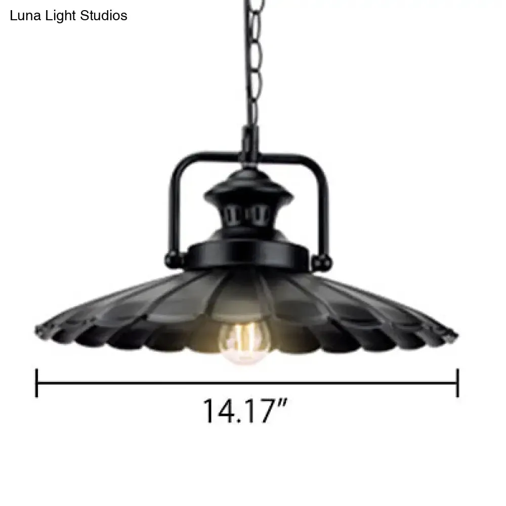 Vintage Industrial Pendant Light - Black Metal Cone Pendant Lamp for Indoor Use with 1 Light