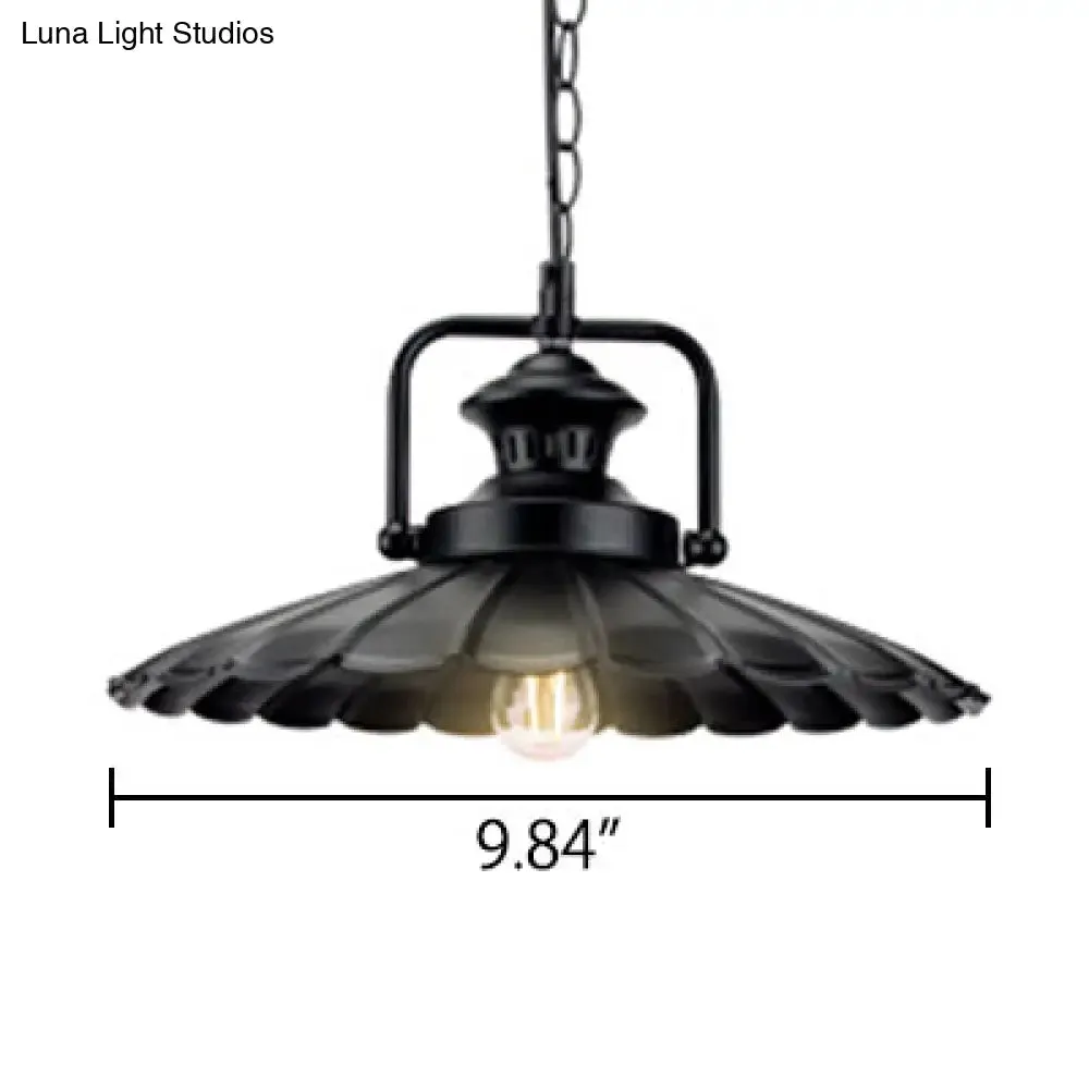 Vintage Industrial Pendant Light - Black Metal Cone Pendant Lamp for Indoor Use with 1 Light