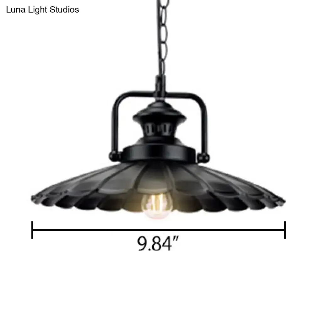 Vintage Industrial Pendant Light - Black Metal Cone Pendant Lamp for Indoor Use with 1 Light