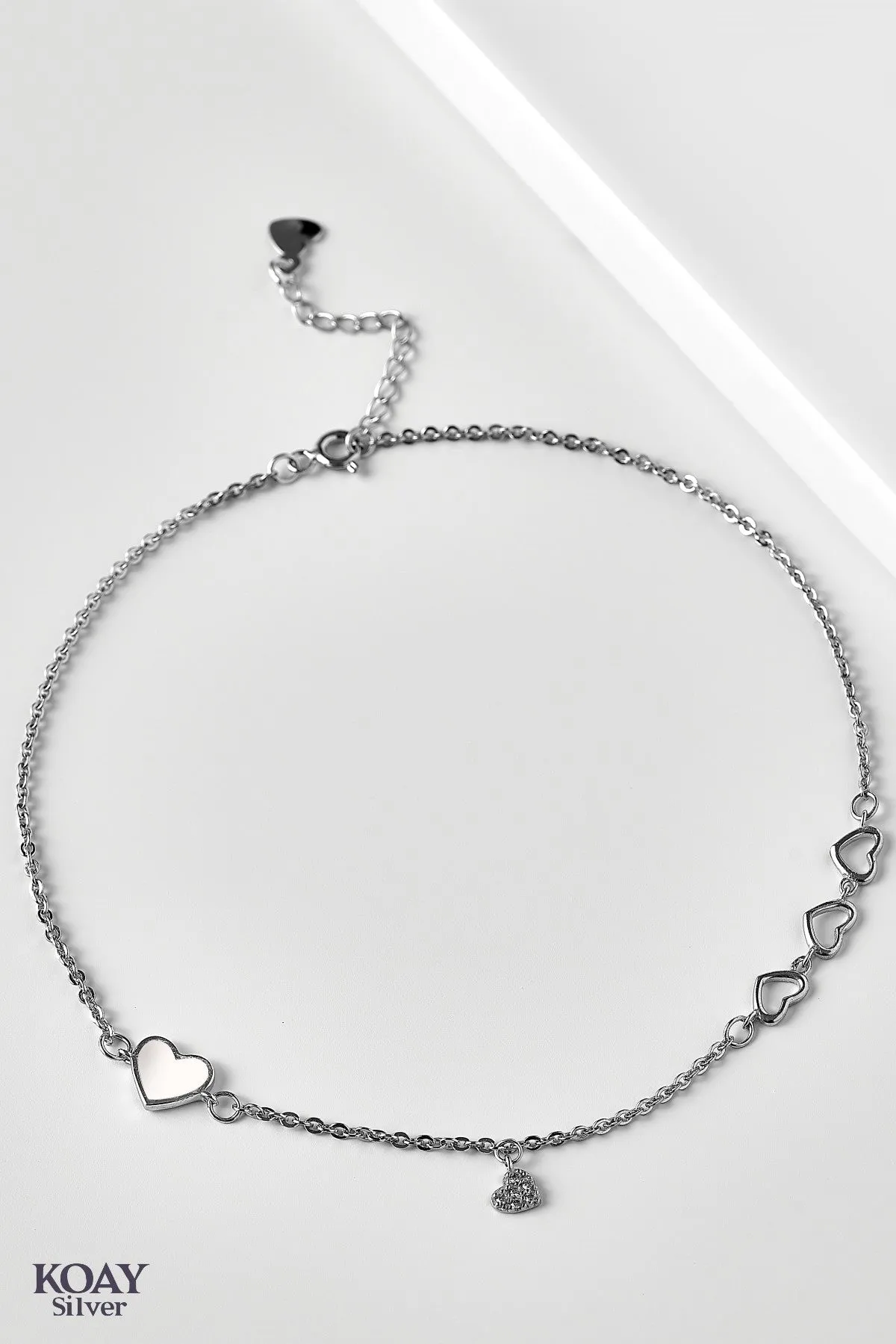 White Heart Anklet